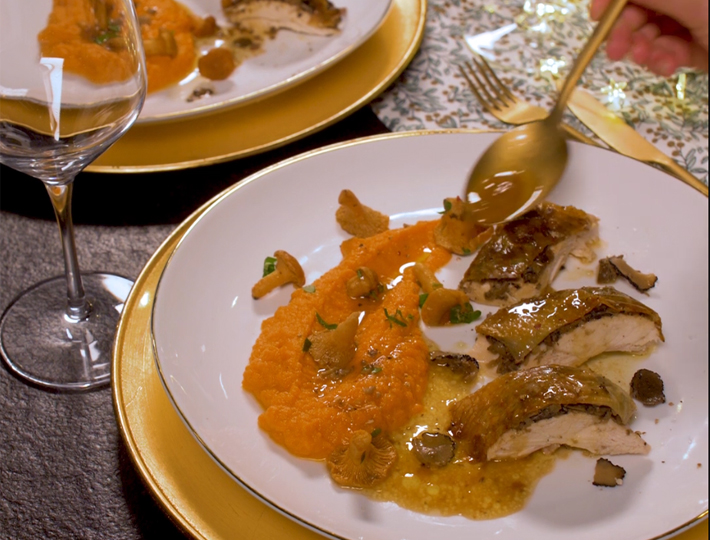 Chapon En Morceaux à La Crème Et Aux Champignons Recette de suprêmes de chapon, crème de châtaignes et sauce foie gras