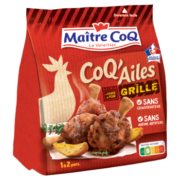 Les CoQ’Ailes Grillé de Maître CoQ : du manchon de poulet rôti à la peau finement croustillante. Un régal pour toute la famille !
