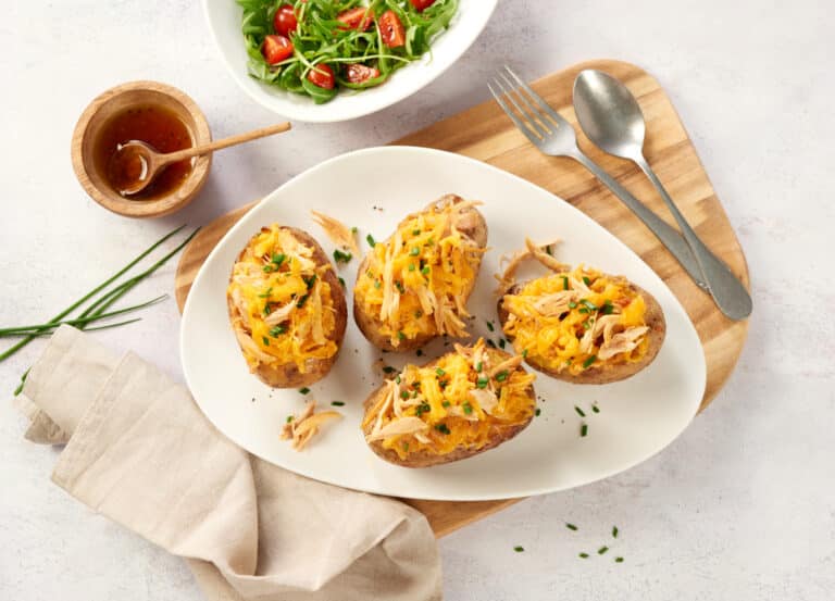 Baked potatoes cuisse de poulet effiloché